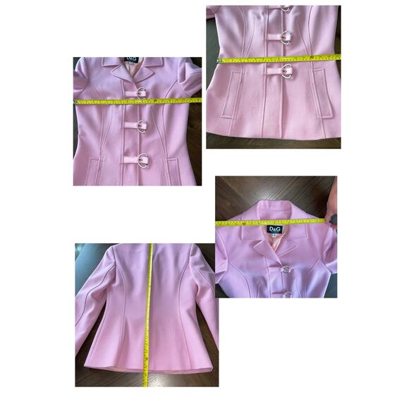 Dolce & Gabbana Pink Jacket Wool Leather Trim Buckles D&G Women 26/ 40 MOTH READ - Picture 8 of 16